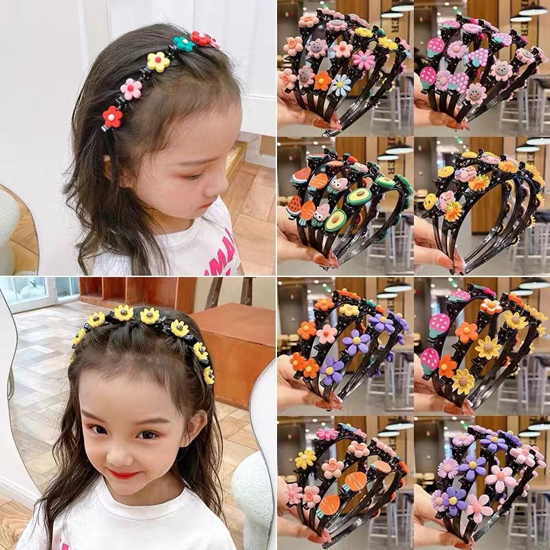 (Hello Girl)B22 Bando Anak Bandana Kepang Motif Karakter Lucu Korea Import