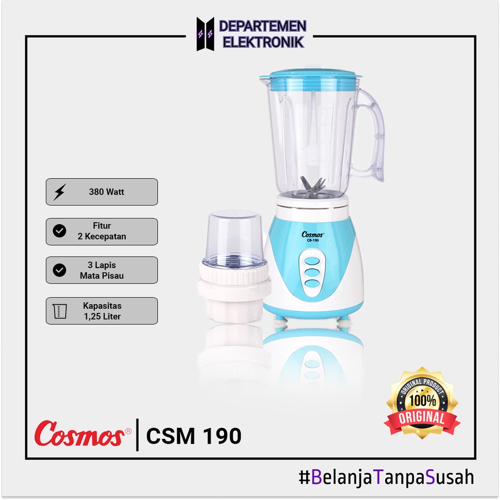 Cosmos CB 190 – Blender Plastik 1.25 Liter 380 Watt MURAH BANGET / GARANSI RESMI