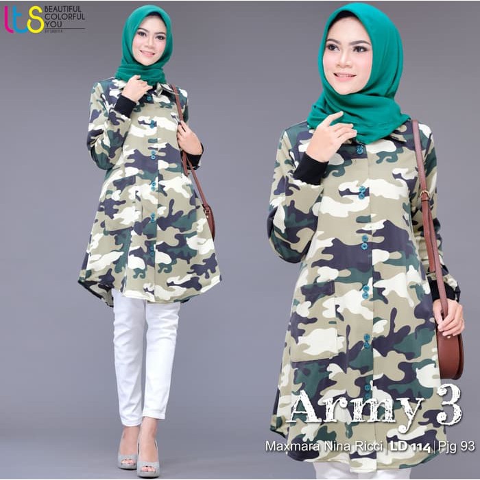 Atasan Tunik Army 3 Ori Lts By Shofiya