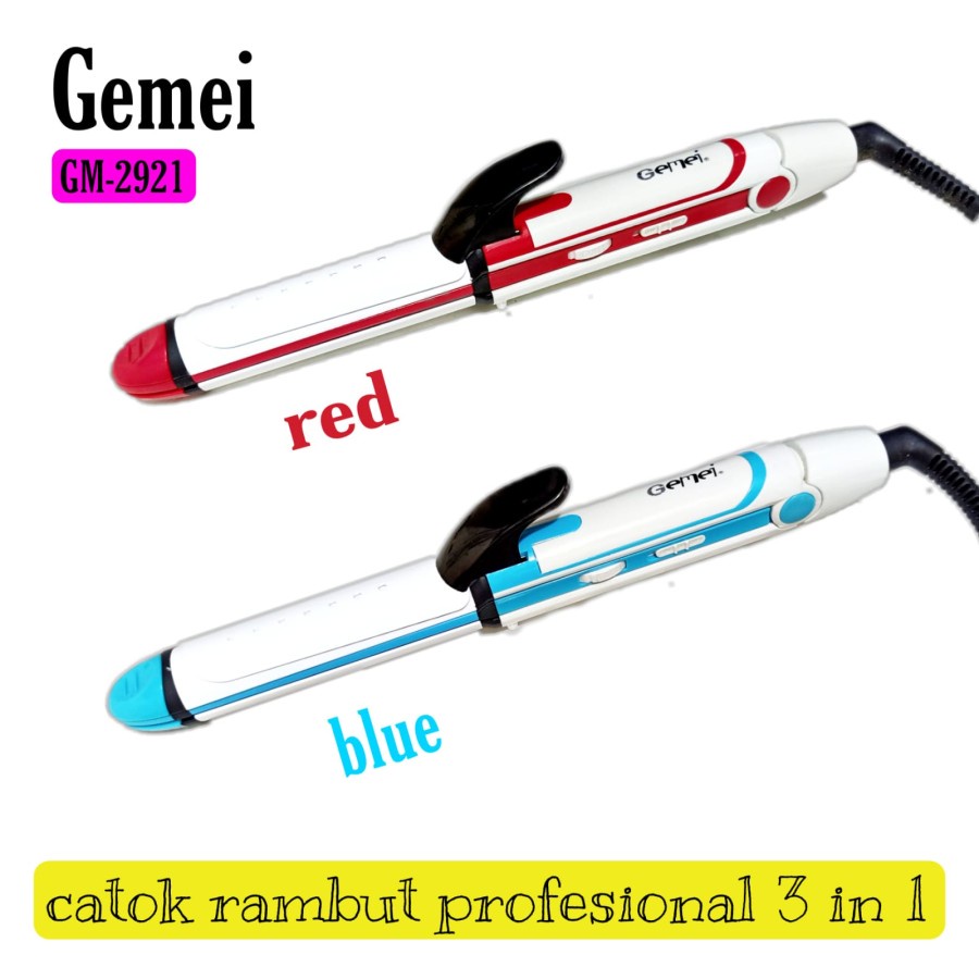 Catok Rambut Multifungsi 3 in 1 Lurus Keriting Gelombang Gemei GM-2921 ORIGINAL