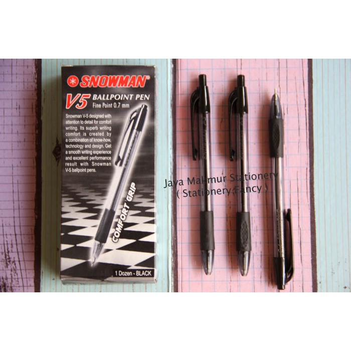 Pen (Pulpen) snowman V5 (Tinta hitam)