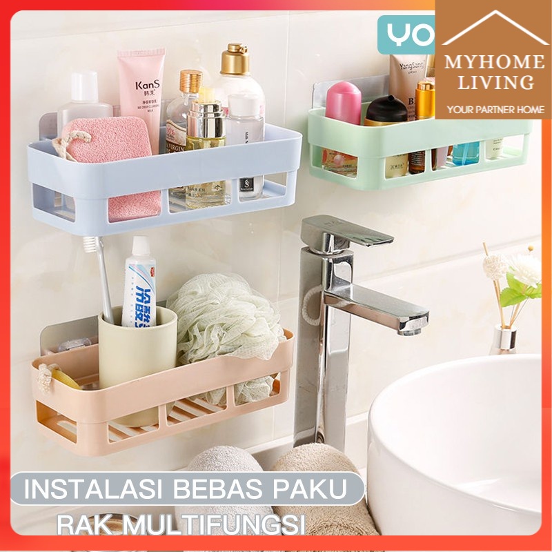 Myhome Rak Kamar Mandi Tempel Rak Gantung Serbaguna Perlengkapan Kamar Mandi Ikea Rak