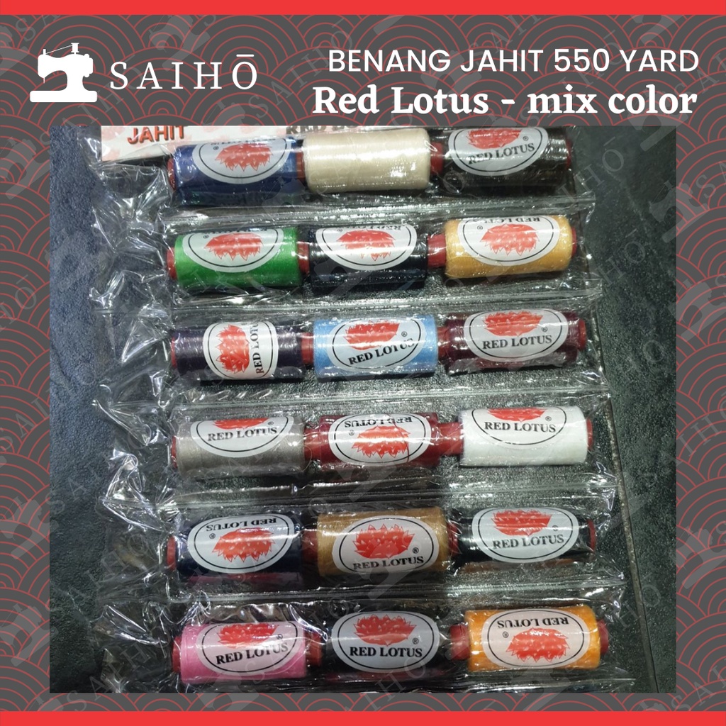 Benang Jahit 500 yard  - Mix Color dan Putih (36 pcs)