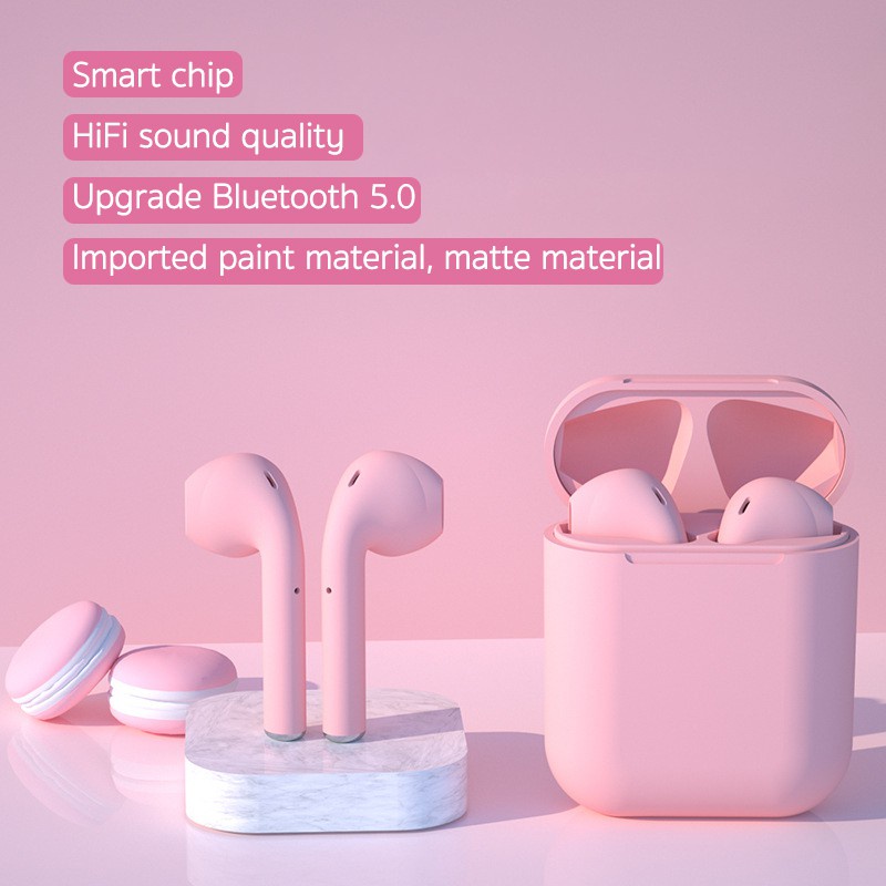 9 Colourful I12 Headset Bluetooth 5.0  Wireless Earphone TWS Earbud Kontrol Sentuh Nirkabel Frosted Feel Stereo