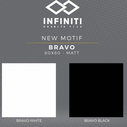 Granit Infiniti 60x60 Matt Motif Bravo White dan Black (Putih dan Hitam Polos Matt)