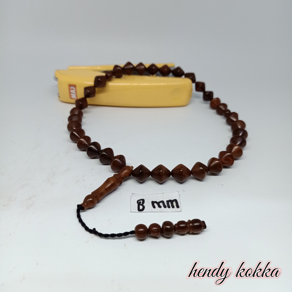 5pcs tasbih 33 kokka kaukah kaokah wajik polos 8mm coklat