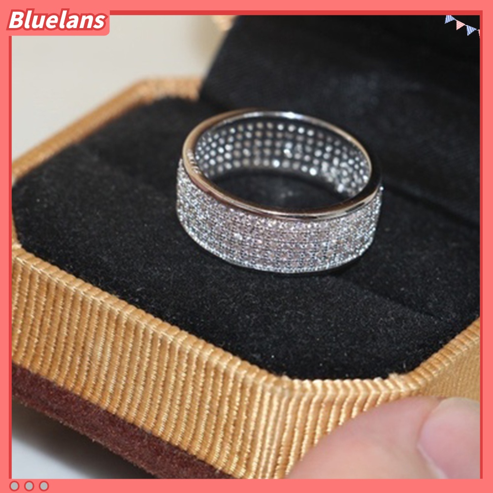 Bluelans Cincin Berlian Imitasi 5 Baris Untuk Pernikahan