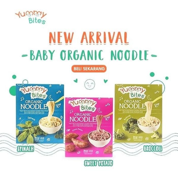Yummy Bites Organic Noodle Mie MPASI Bayi Organik 200 gram (Ready Varian Rasa)