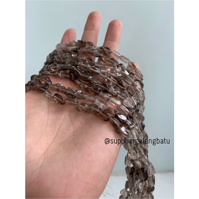 bongkah kerikil smoky quartz 1cm manik batu alam premium limited akik