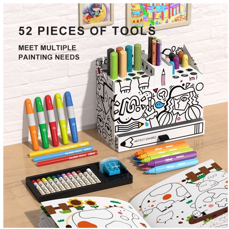 

Mideer Artists Box - Mainan Edukasi Set Mewarnai Anak - Crayons, Markers, Color Pencils, Drawing Book