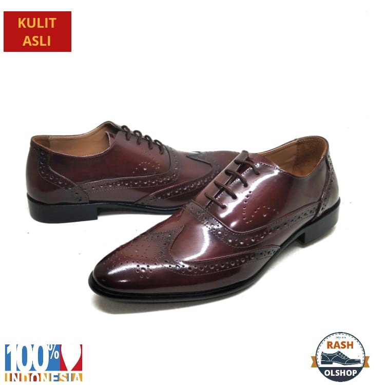 PREMIUM / Sepatu pantofel pria  model lancip orginal kulit asli model terbaru MDA FBR 001/oxford