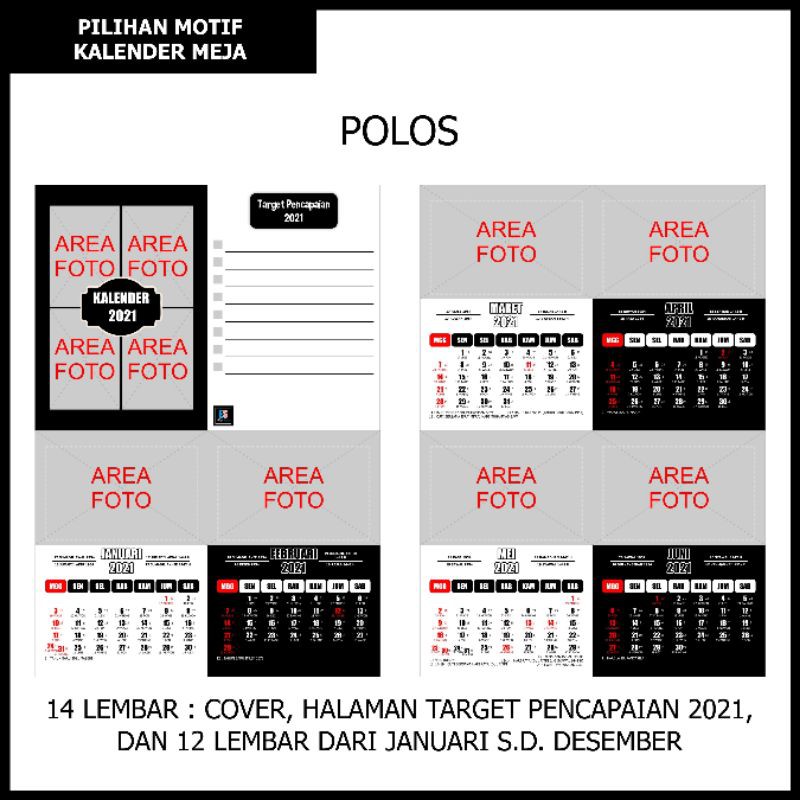 KALENDER MEJA FOTO CUSTOM 4 PILIHAN TEMA