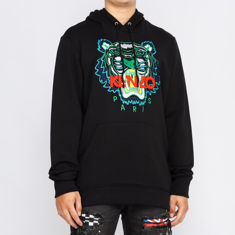 Ken. Tiger Hoodie Black Green