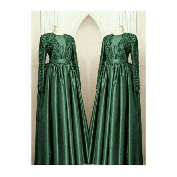 pakaian Gaun muslim ibu islami asd maxi gamis avanza HIJAU BOTOL / baju wanita longdress dress cewek