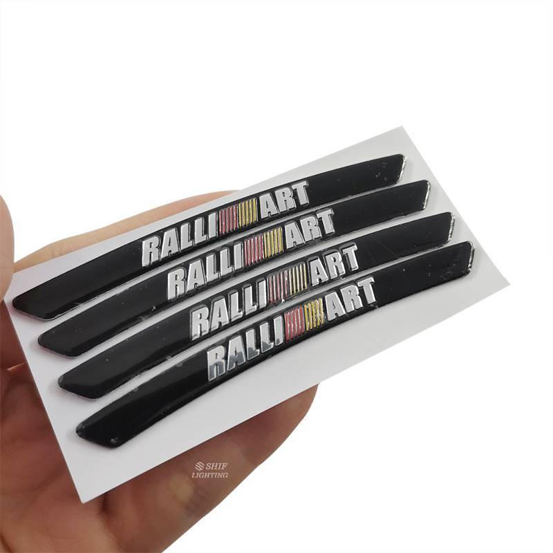 4 x Aluminum RALLIART Letter Logo Car Auto Wheel Tire Decorative Emblem Badge Sticker Decal MITSUBISHI RALLIART