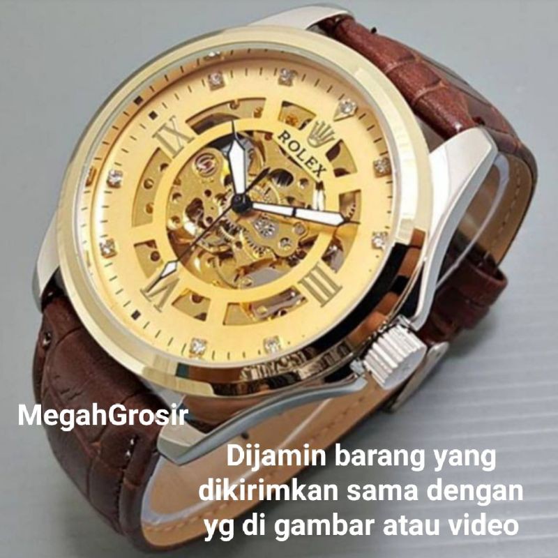 Jam Tangan Pria Rolex Automatic Transparan kulit  Jam Otomatis pria