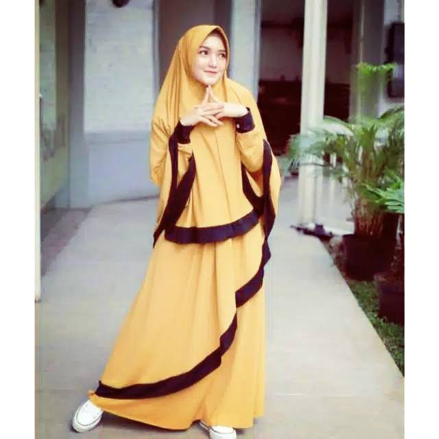 Gamis Syari Rahma bahan Moscrepe Premium