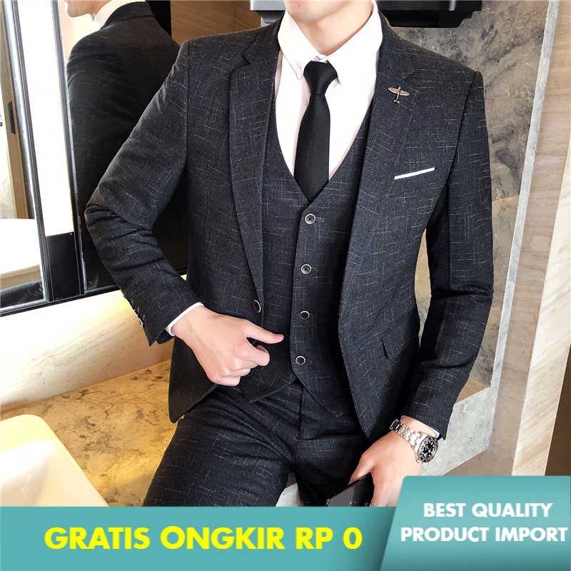 Jas Pria Setelan Jas Pria Suit   Pria Setelan Jas  Fashion Tren  Pemuda Korea Slim Fit Nyaman Impor