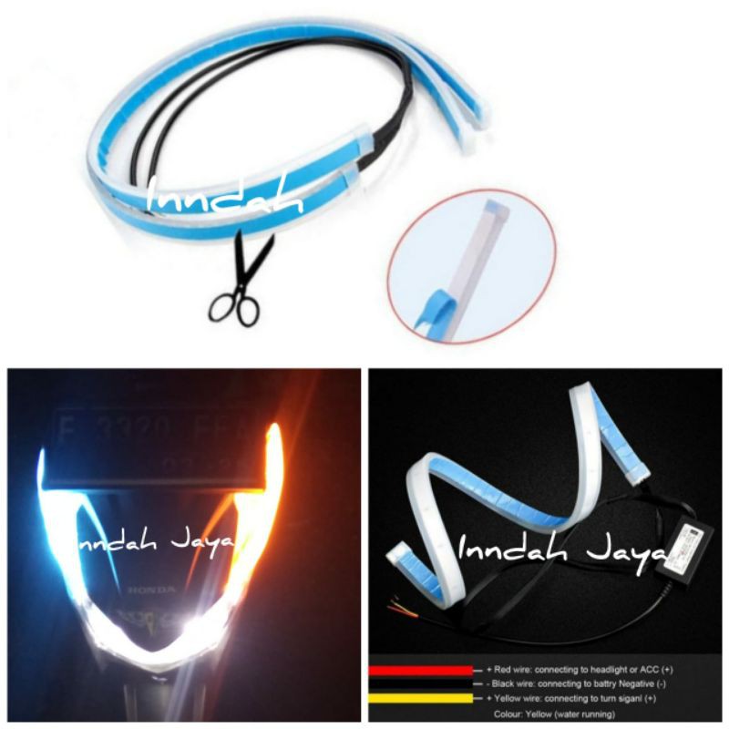 Led Drl Alis Motor Sein Running 45 Cm Putih/Kuning.Biru/Kuning/Led Alis Motor Sein Running