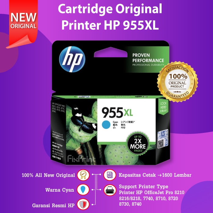 Cartridge Original HP 955XL 955 XL Tinta Printer 8210 8216 7740 8720