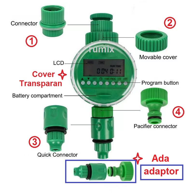 Digital Automatic Irigasi Timer Air Taman Otomatis Garden Water Alat Penyiram Tanaman Aqualin Kran