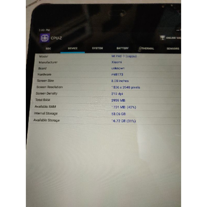 tablet Xiaomi mi pad 3 4/64 4gb ram / 64 gb rom wifi