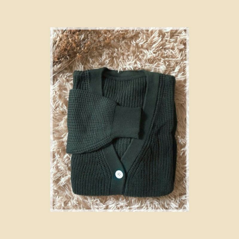CARDIGAN KANCING EMERA BASIC RAJUT 7 GATE-Emerald