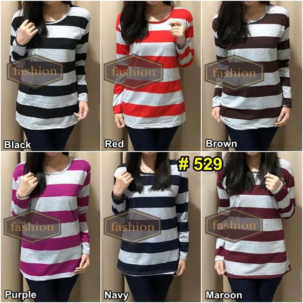 Bess - Kaos Salur Lengan Panjang Warna Warni Seri 529