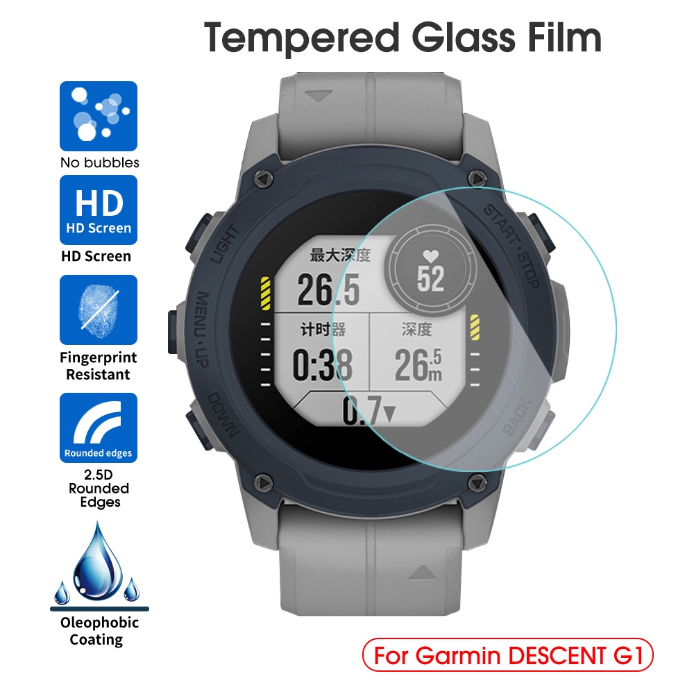 Pelindung Layar Tempered Glass 9H HD Transparan Untuk Smartwatch Garmin Descent G1