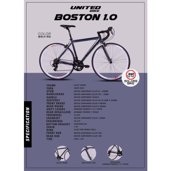 Sepeda Roadbike UNITED BOSTON 1.0 2.0 Balap 700c