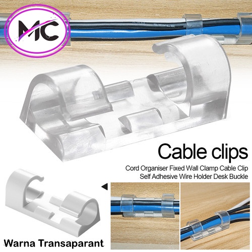 Klip Kabel Organizer Cable Clip Tempel Dinding Meja Kursi Kayu Penjepit Pengikat Perapih Jalur Sudah Ada Double Tape