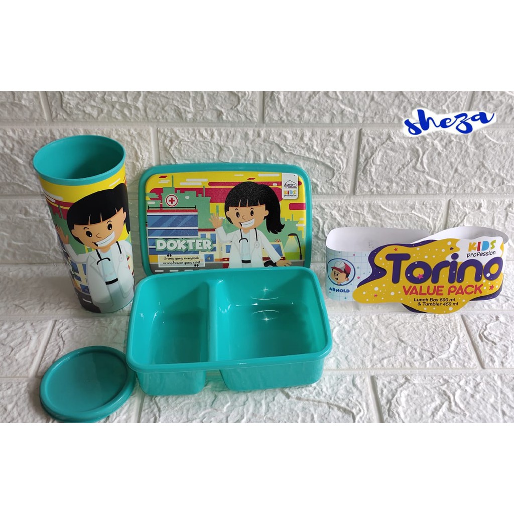 [COD ] Tempat Makan Anak Set Torino Value Pack Lunch Box + Tumbler / Lunch Box / Kotak Makan Bekal