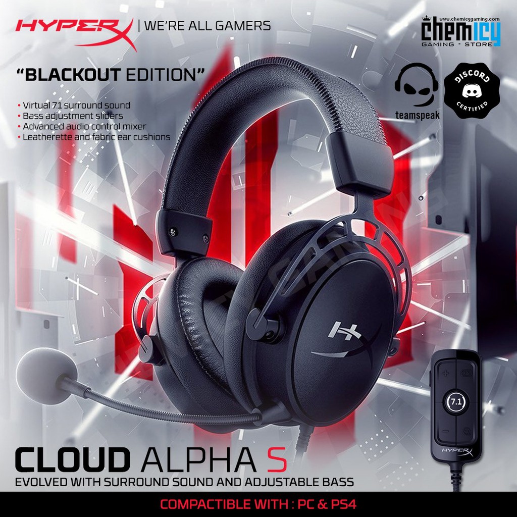 hyperx cloud alpha s pc gaming headset 7.1 surround sound