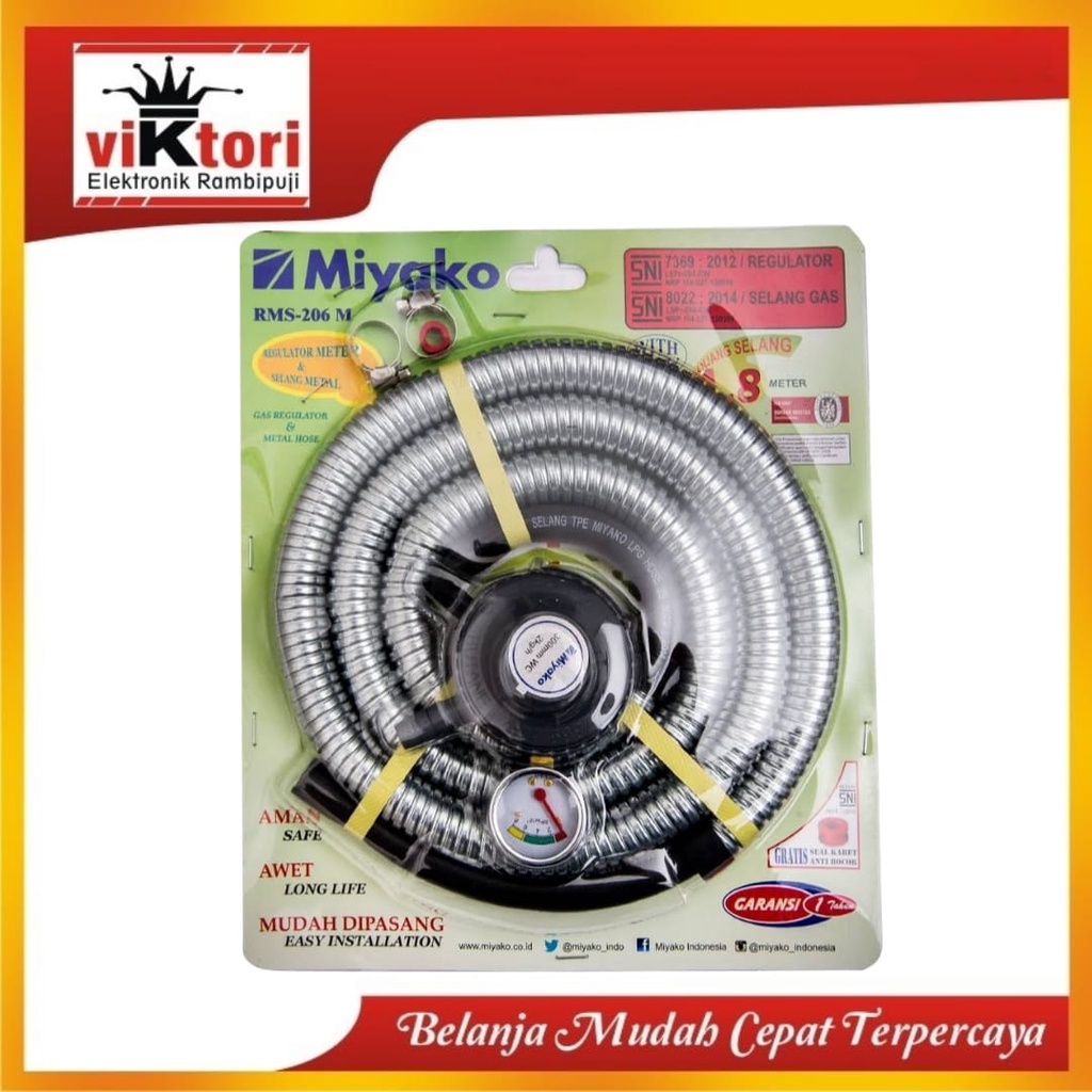 SELANG REGULATOR SET MIYAKO / SELANG KOMPOR RMS 206 M / SELANG KOMPOR GAS MIYAKO / REGULATOR LPG / R
