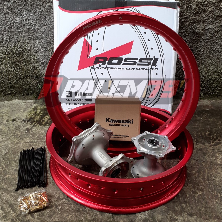 Velgset Merah Supermoto KLX 230 Velg Velk Wheelset Tromol Ori KLX230