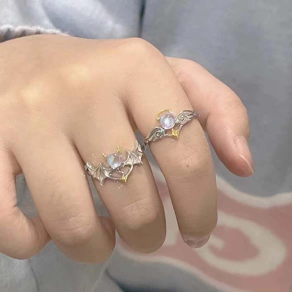 Mxbeauty Open Rings Tide Luxury Angel and Devil Klasik Tembaga Vintage Knuckle Ring