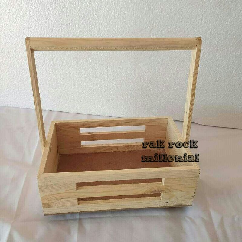 Wooden Box Carrier 30x30x9 Kayu Serbaguna Baki Nampan Kayu