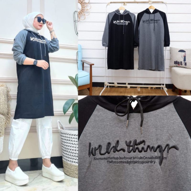 Tunik Hoodie Wanita Import Kekinian Ala Korea