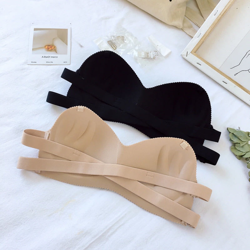 TF Bra Cewe Push Up Model Backless BH Tanpa Tali Polos Gaya Korea Untuk Wanita