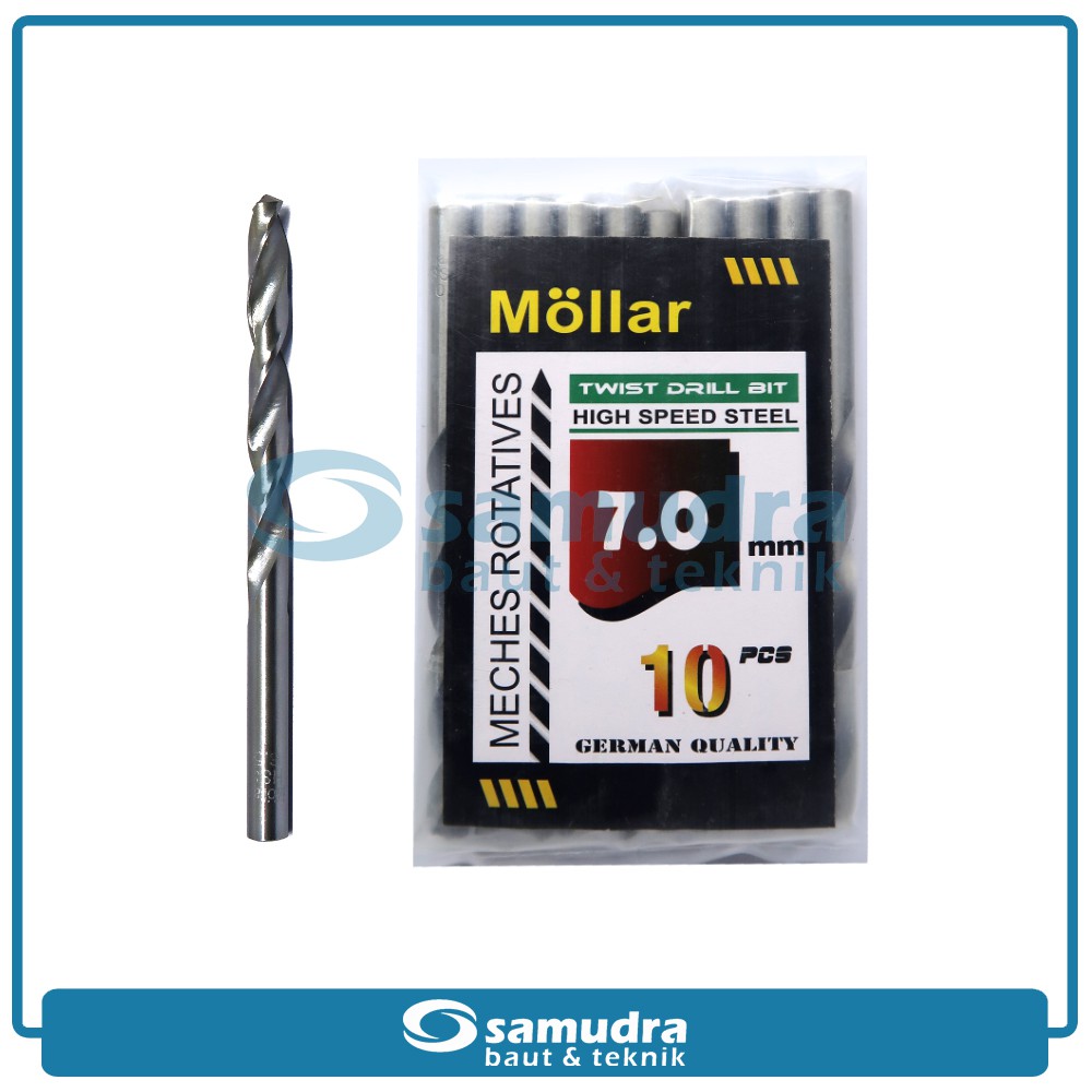 MOLLAR Mata Bor Besi 7 mm Matabor Kayu HSS 7mm Drill Bits Satuan