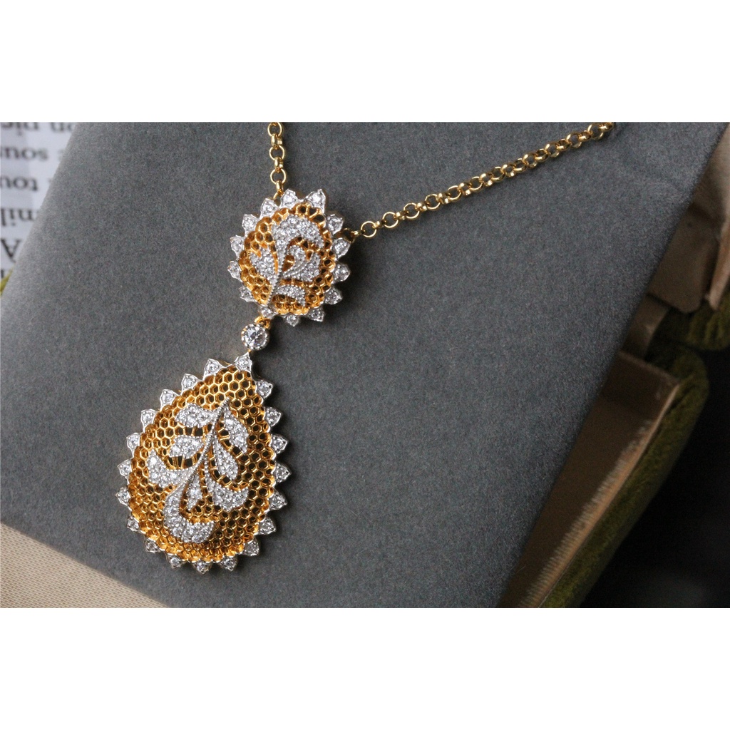 Goldkingdom Perhiasan Fashion Emas Asli Kadar 375 Bangkok Aksesoris Ready Stock Gilt Menenun Ukir Emas Gambar Kerajinan Iris Sarang Lebah Renda Anting Kalung Cincin Set