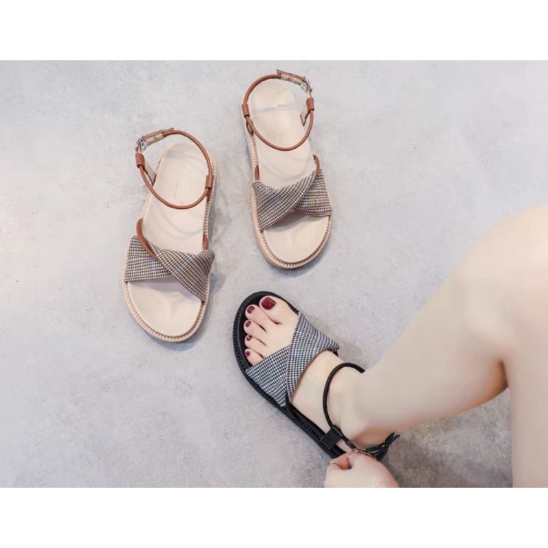 Sandal Wanita Kekinian Terbaru 2022 / Sandal Wedges Kanvas Cewek Korea Kasual / Sandal Keisa / Bisa Cod