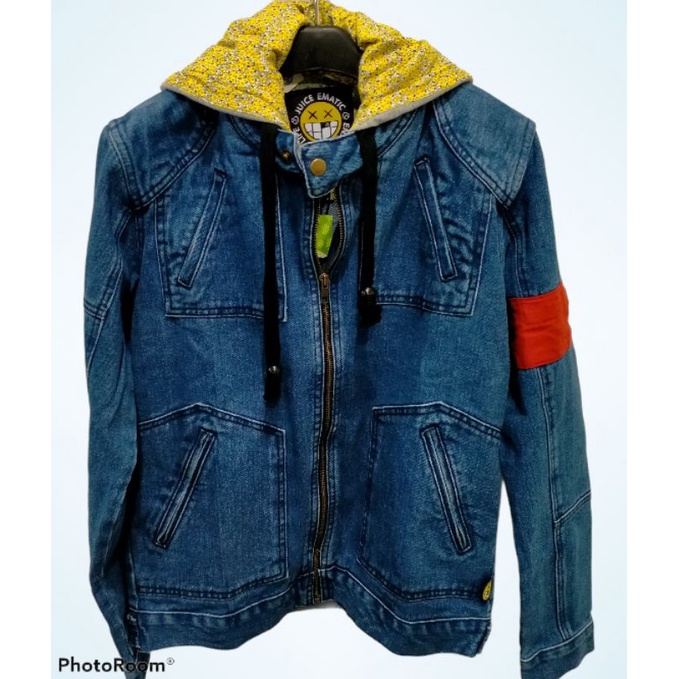 Jaket Denim Hoodie Juice Ematic Pria