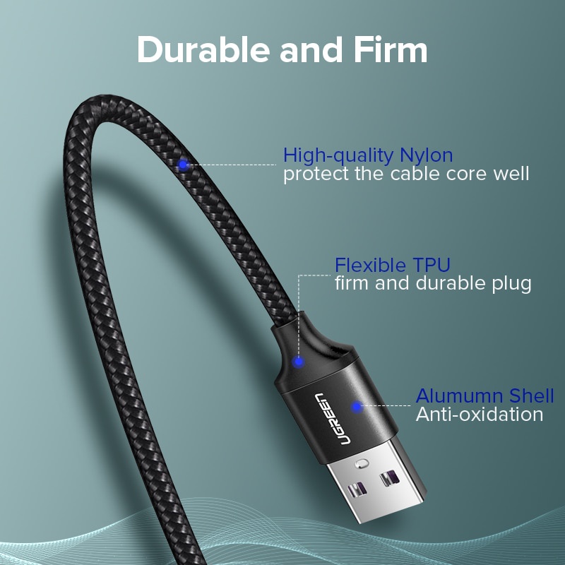 UGREEN Kabel Charger USB Type C SuperCharger 5A 1 Meter - 50567 - Black