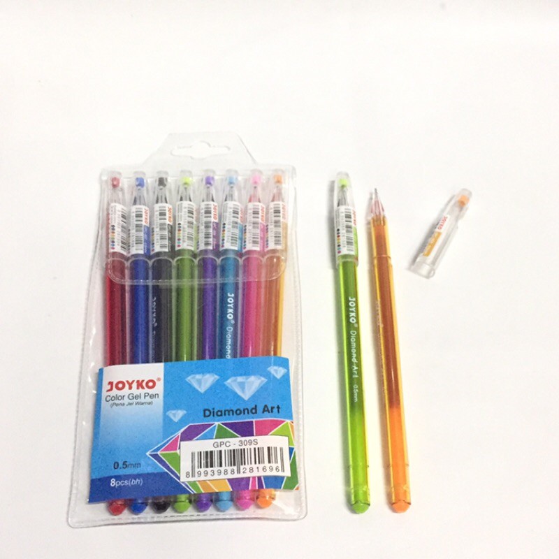 

8pcs Bolpoin / pulpen gell pen diamond 8 warna joyko