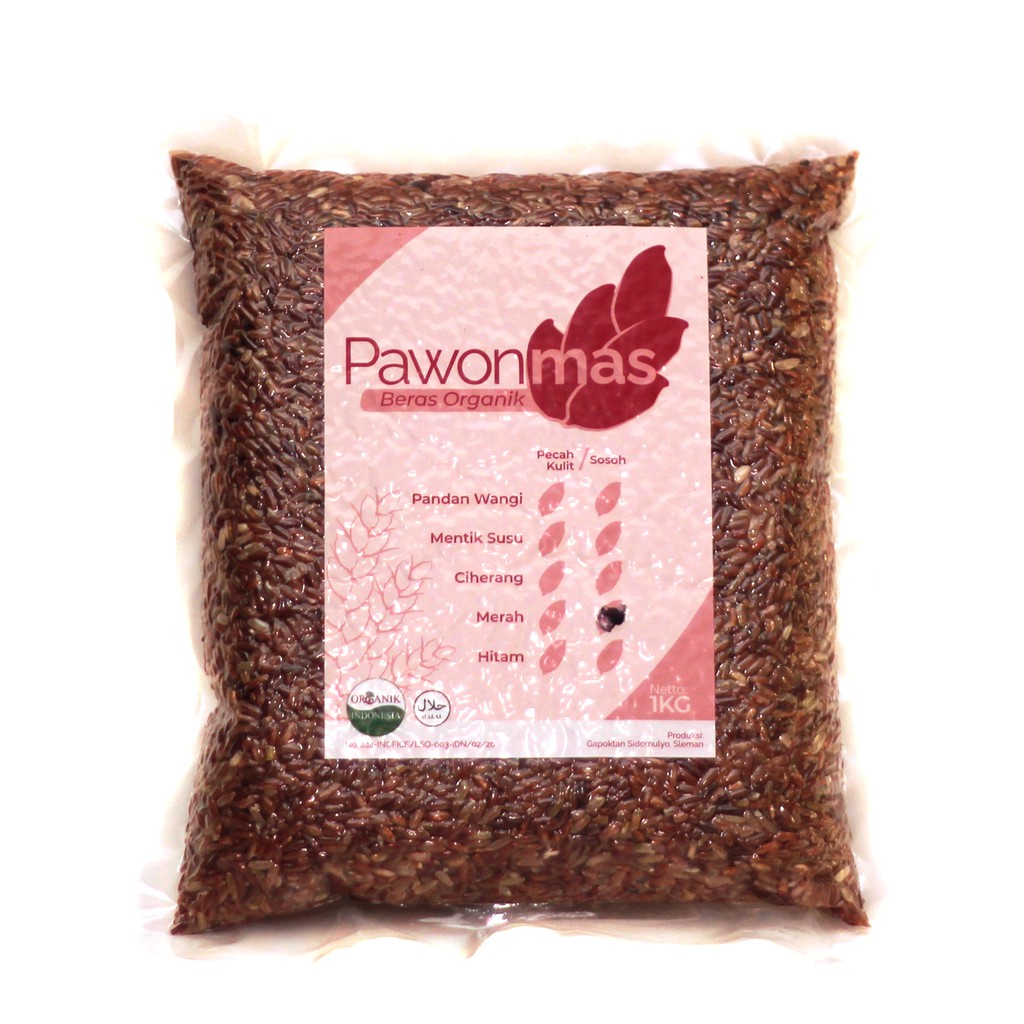 

Pawonmas Beras Merah Organik Sosoh [1kg] Rendah Gula Beras Diet Low IG