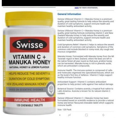 PO Swisse Vitamin C + Manuka Honey