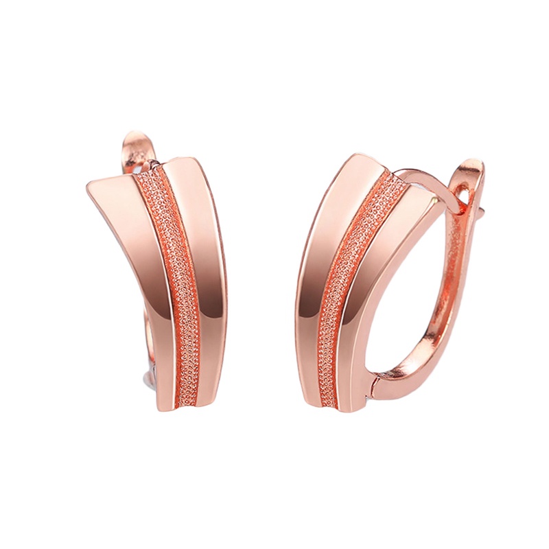 Anting Hoops Bentuk Bulat Warna Rose Gold Bahan Tembaga Untuk Wanita