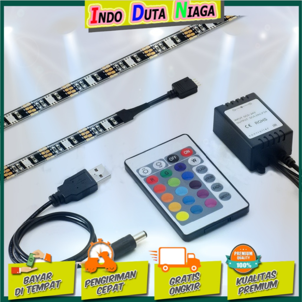 Genssi LED Strip RGB 5050 50cm 2PCS dengan 5V USB &amp; Remote Control