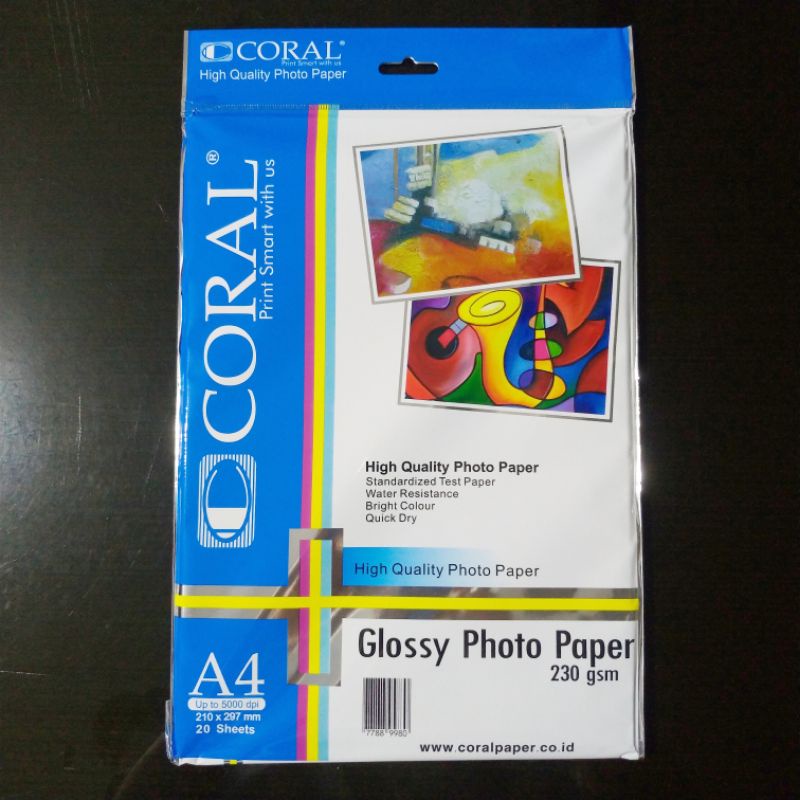 

Kertas Photo Glossy A4 230 gsm / Coral Glossy Photo Paper